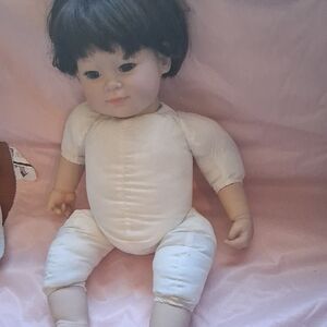 Reborn Doll with Black Hair and Cream Outfit